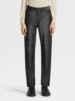 Black Zegna Rinse-washed Cotton And Cashmere Roccia Jeans | QCNHAVD-21