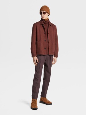 Dark Red / Dark Burgundy Zegna Oasi Cashmere Chore Jacket | FSQATVJ-80