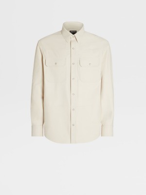 White Zegna Calfskin Nubuck Shirt | BIUNRSA-03