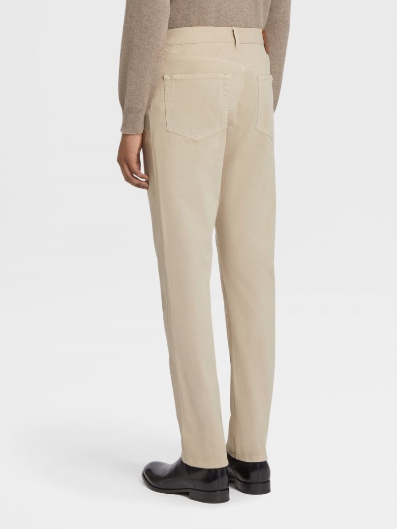 Beige Zegna Stretch Cotton Roccia Jeans | NWHJFSL-94