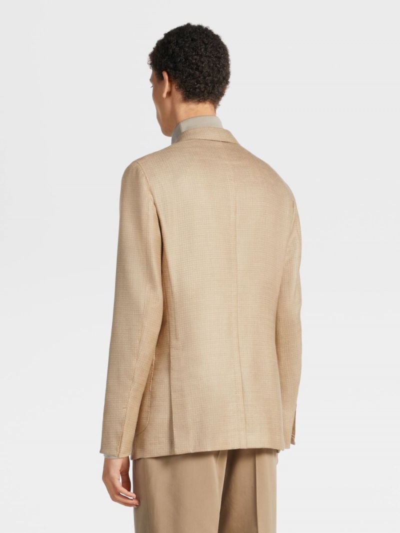 Beige / White Zegna Cashmere Silk Jacket | QJHYFDZ-09