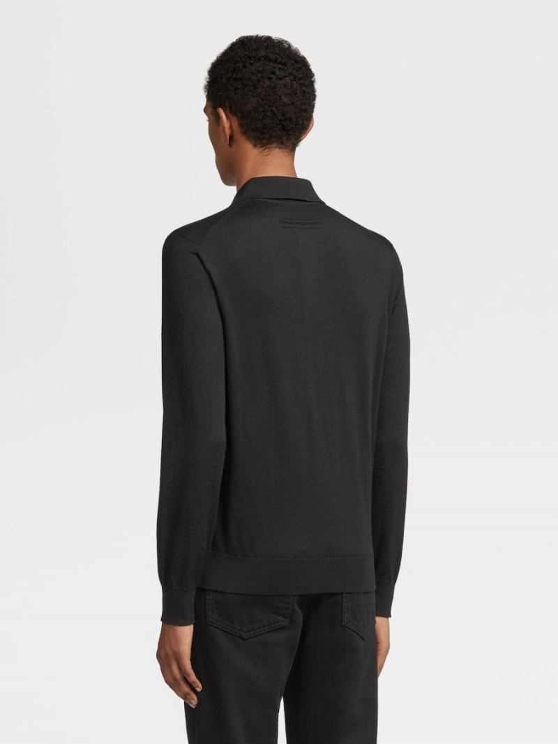 Black Zegna Cashseta Polo Shirt | YDAVSTO-92