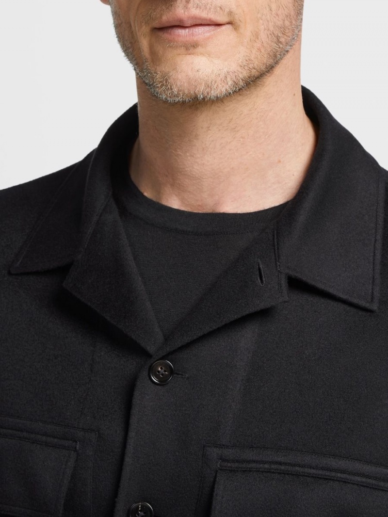 Black Zegna Oasi Cashmere Alba Overshirt | TYUADSP-97