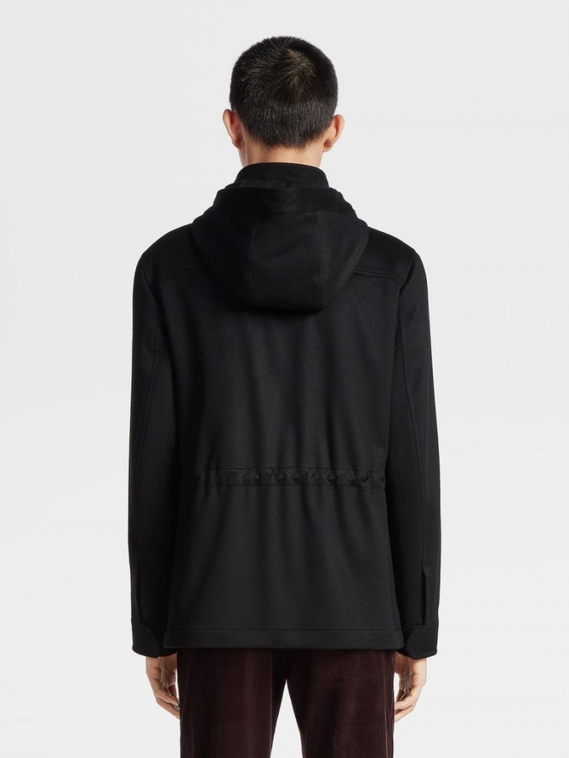 Black Zegna Oasi Cashmere Elements Cima Overjacket | OVFXLWD-87