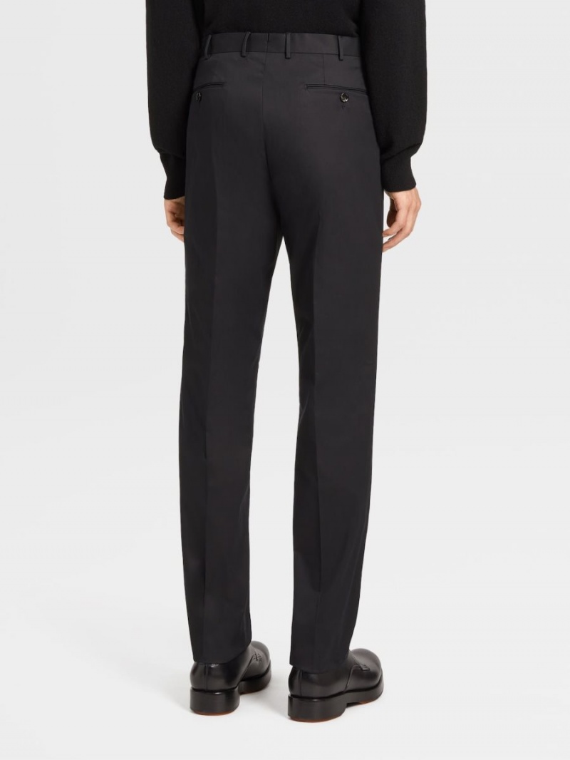 Black Zegna Premium Cotton Pants | CRUKMHZ-65