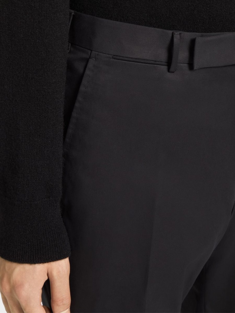 Black Zegna Premium Cotton Pants | CRUKMHZ-65