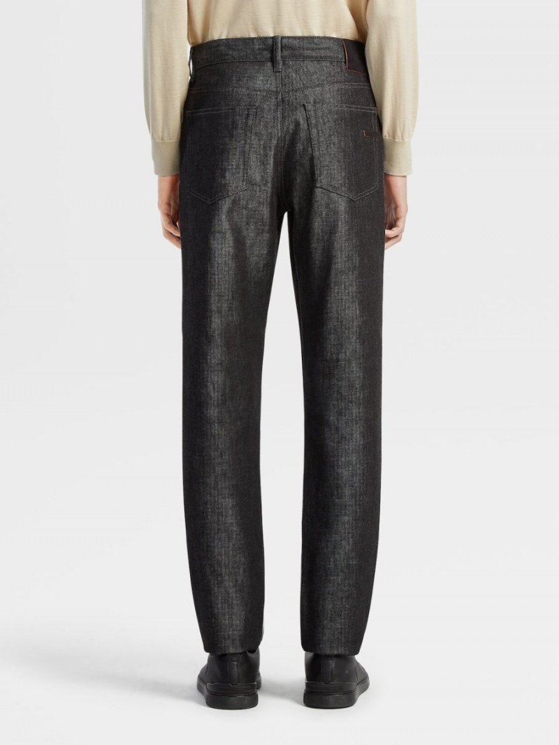 Black Zegna Rinse-washed Cotton And Cashmere Roccia Jeans | QCNHAVD-21