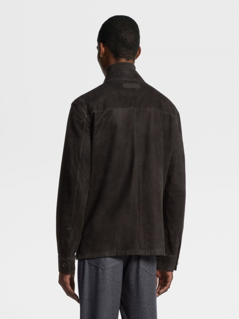 Black Zegna Suede Overshirt | GYERQHL-84