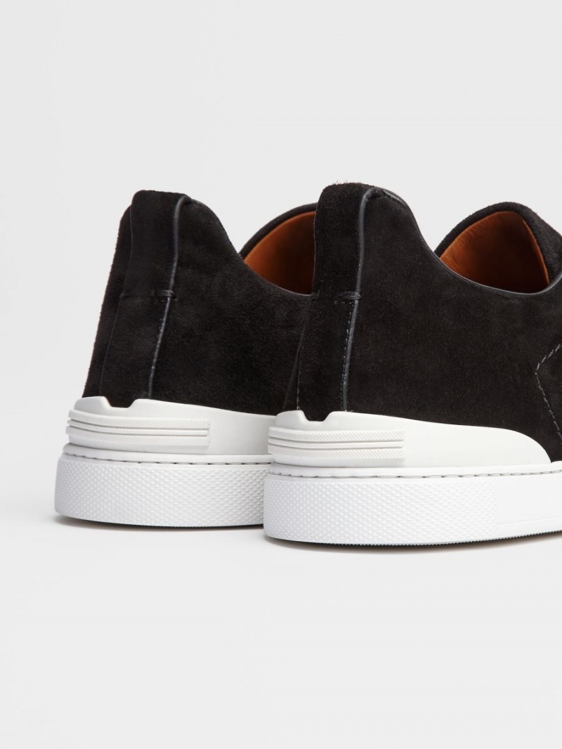 Black Zegna Suede Triple Stitch Sneakers | UAMPFKD-38