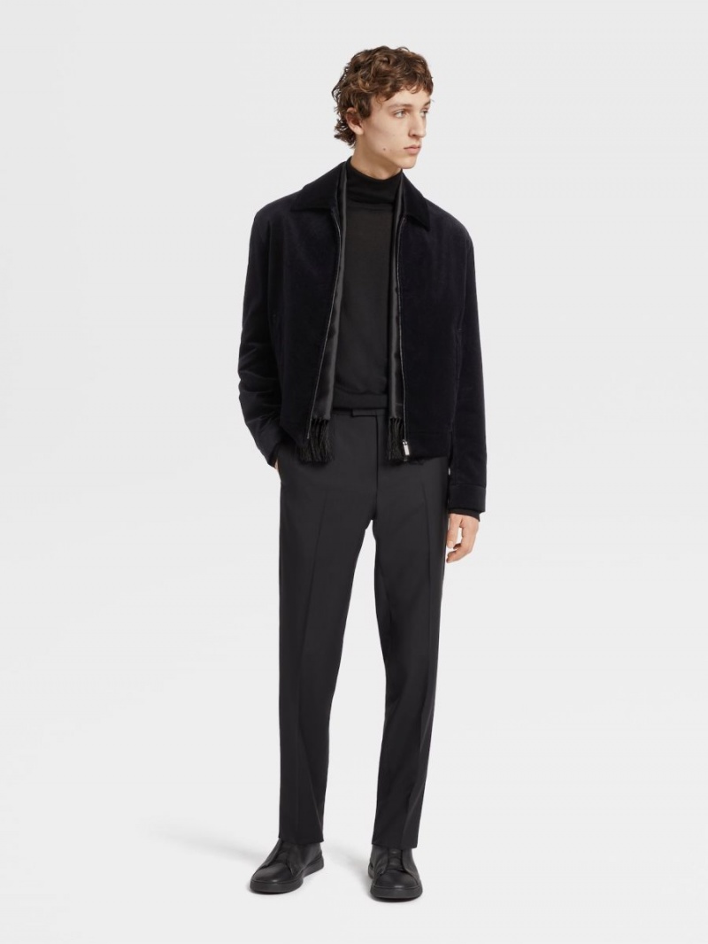 Black Zegna Wool And Mohair Tailoring Pants | GPSWOLJ-23