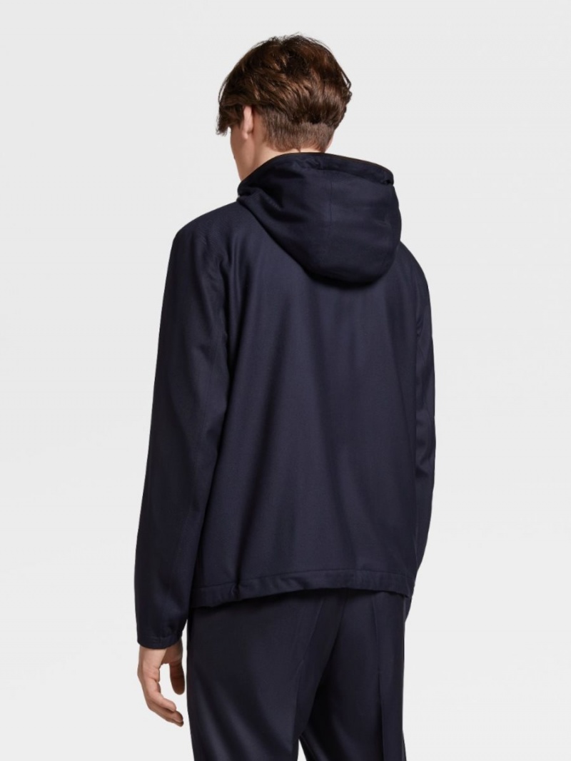 Blue Zegna 12milmil12 Wool Rain Jacket | MBTQJDE-23