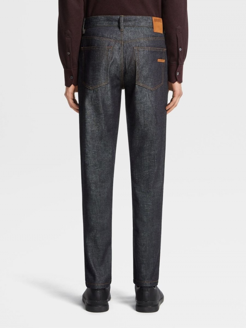 Blue Zegna Rinse-washed Cotton And Cashmere Roccia Jeans | UXEZIJP-09