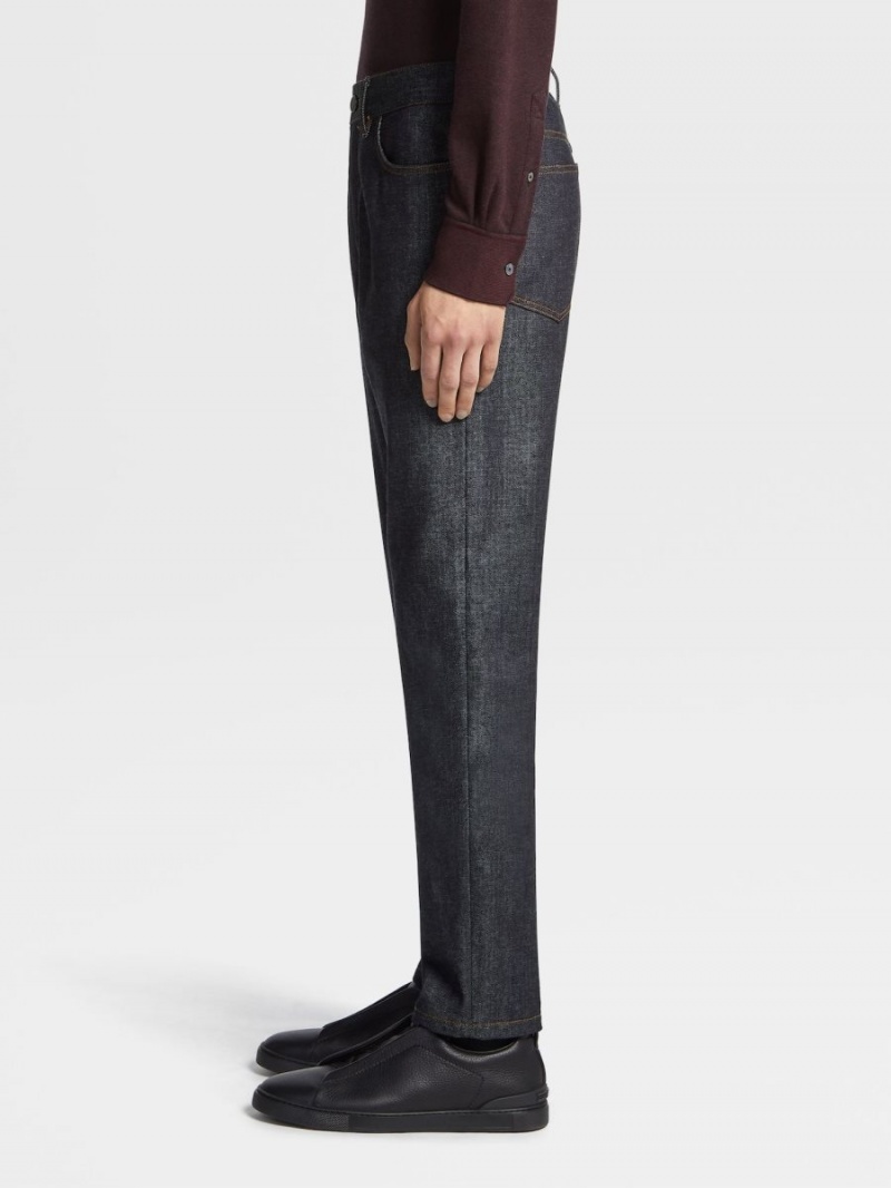 Blue Zegna Rinse-washed Cotton And Cashmere Roccia Jeans | UXEZIJP-09