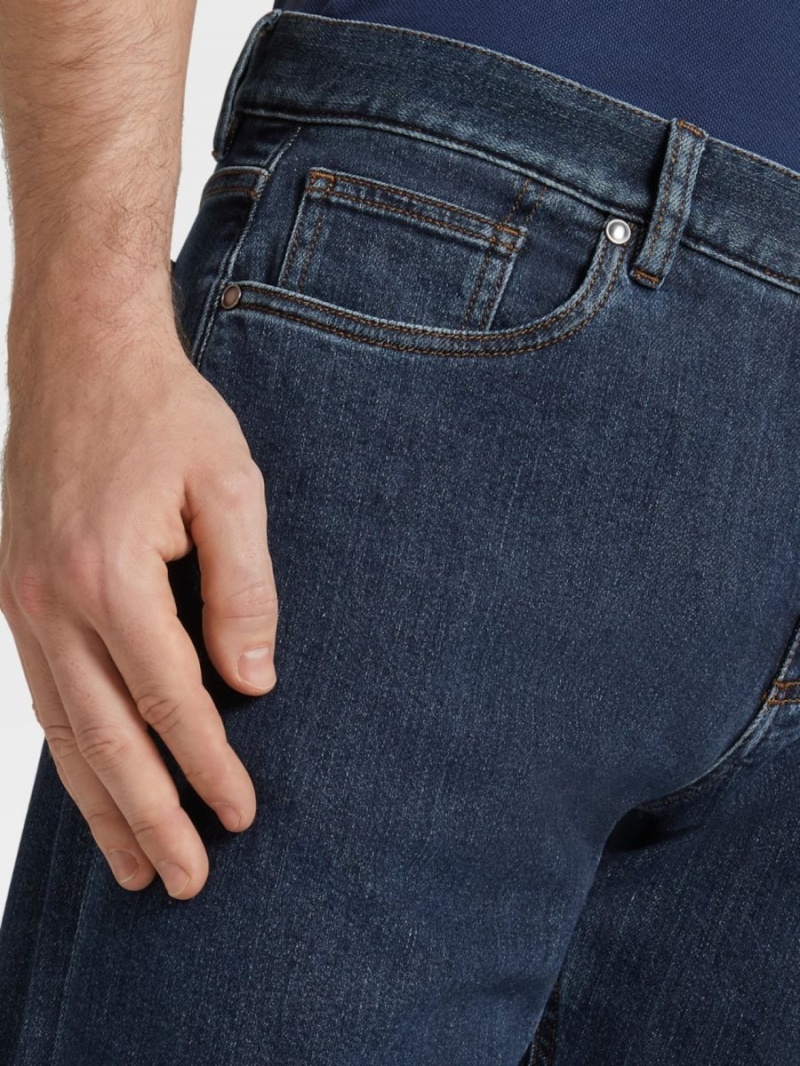 Blue Zegna Stretch Cotton 5-pocket Jeans | BYAUKXF-01