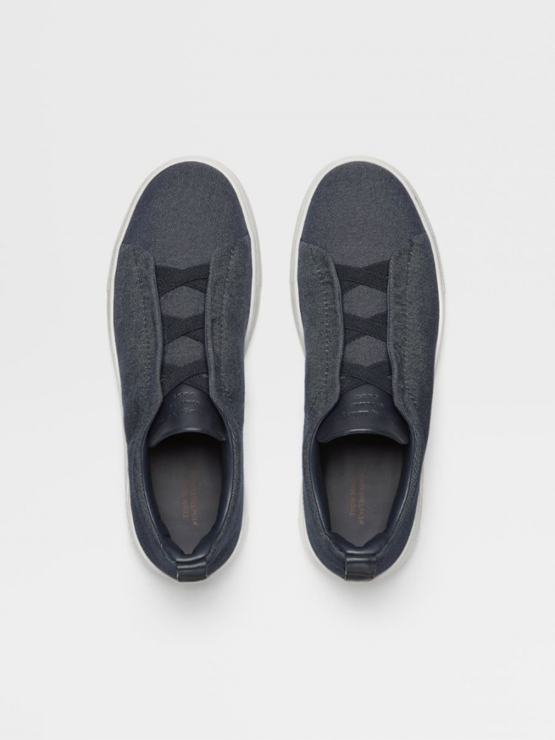 Blue Zegna #usetheexisting Denim Triple Stitch Sneakers | DRGVXIT-02
