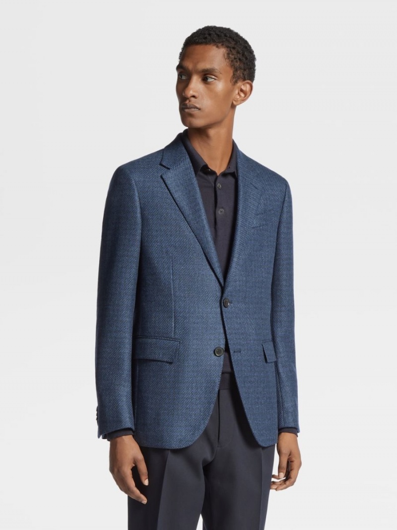 Blue / Dark Blue Zegna Oasi Cashmere Jacket | BNDCQMV-07