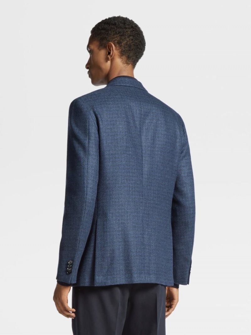 Blue / Dark Blue Zegna Oasi Cashmere Jacket | BNDCQMV-07