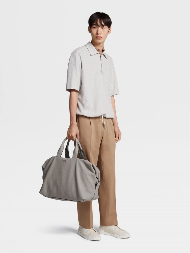 Brown Zegna Baby Island Cotton And Cashmere Knit Short-sleeve Polo | NIZOMEY-34