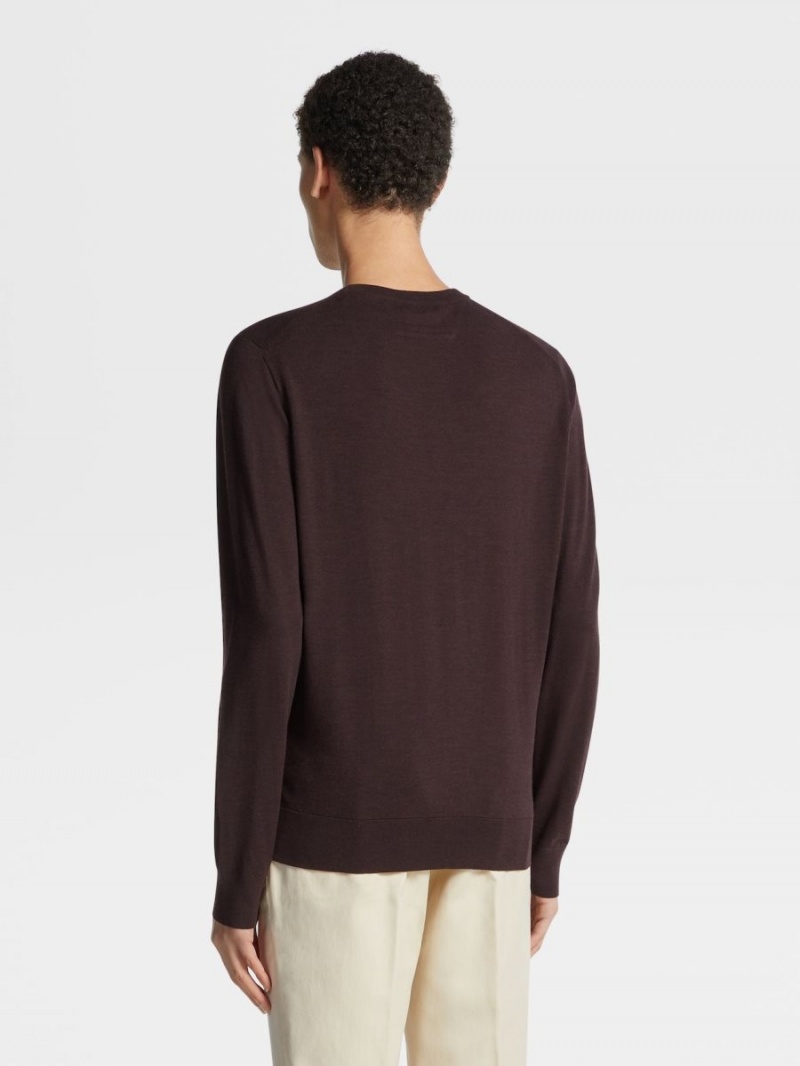 Burgundy Zegna 12milmil12 Wool Crewneck | LBAXVPI-18