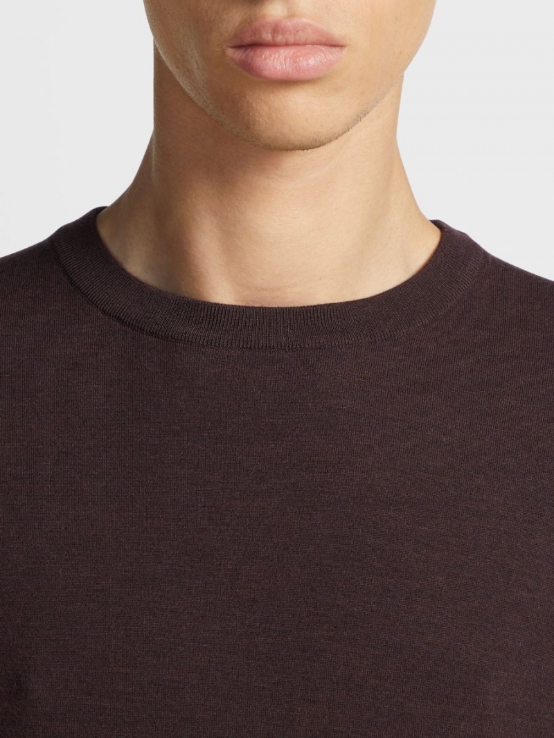 Burgundy Zegna 12milmil12 Wool Crewneck | LBAXVPI-18