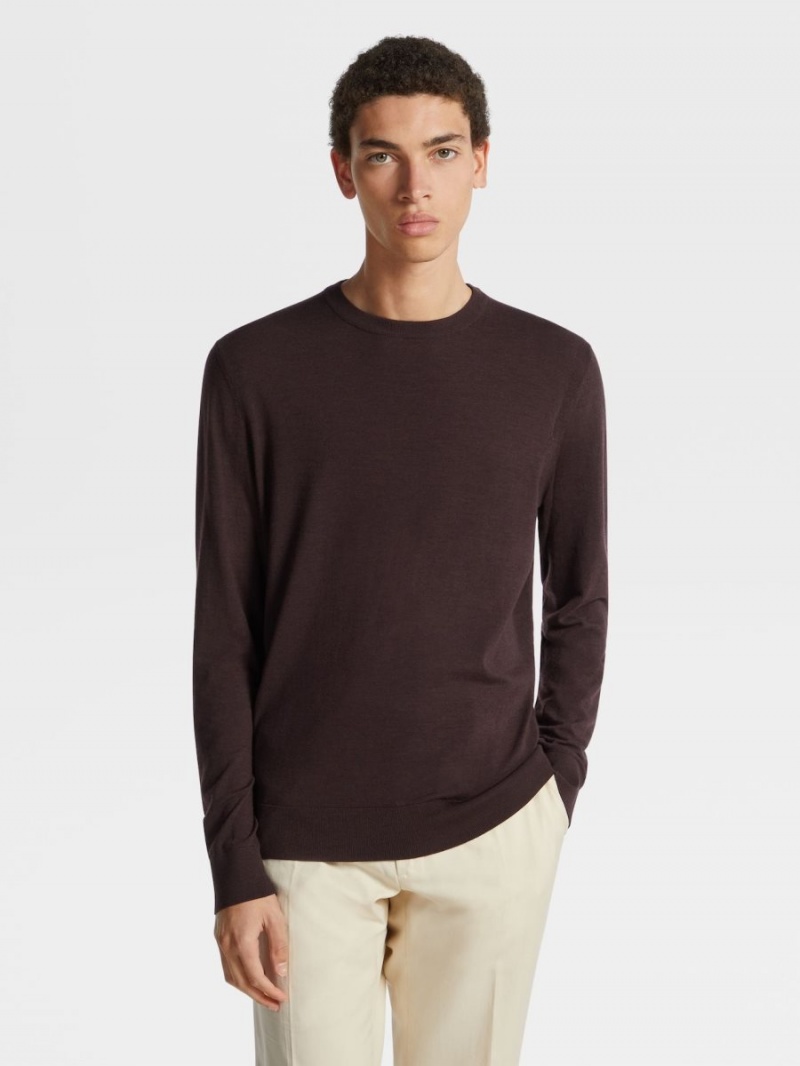 Burgundy Zegna 12milmil12 Wool Crewneck | LBAXVPI-18
