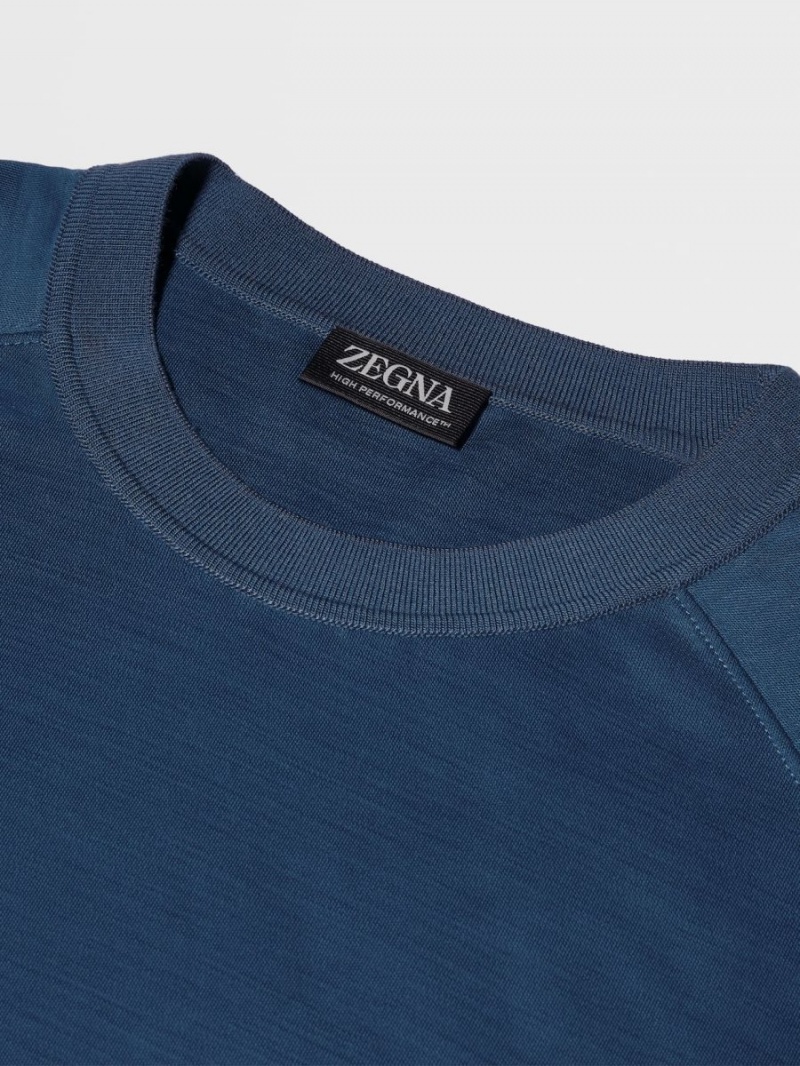 Dark Blue Zegna High Performance Wool T-shirt | VLPBWJD-70