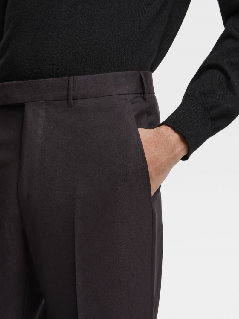 Dark Brown Zegna 15milmil15 Wool Pants | PDVJUEX-43