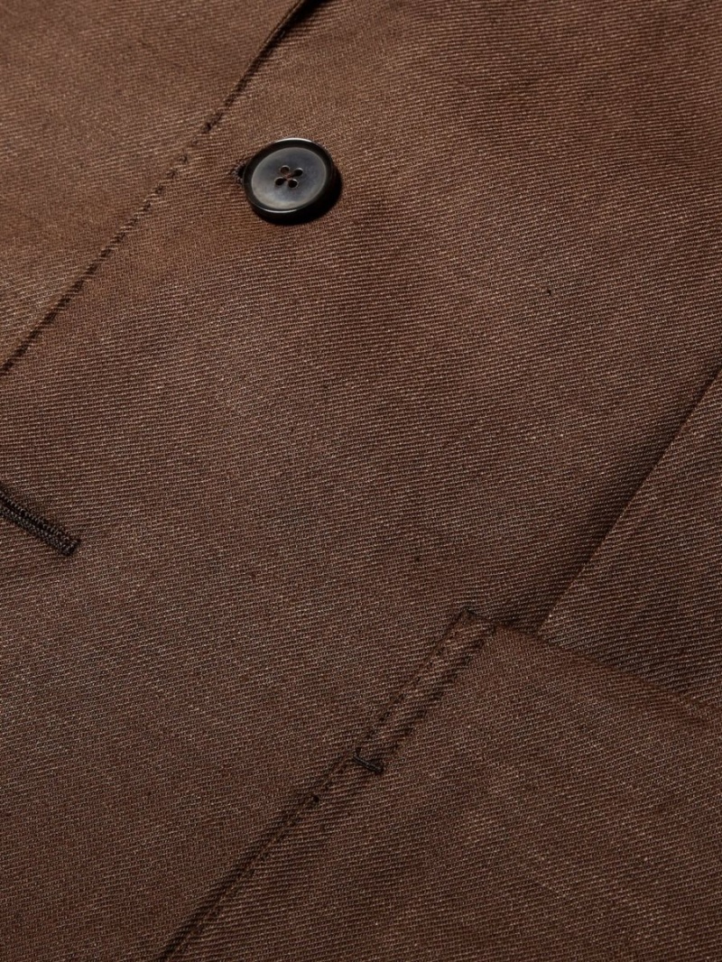 Dark Brown Zegna Pure Linen Shirt Jacket | ZYBMRHS-89