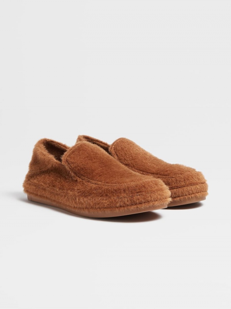 Dark Brown Zegna The Elder Statesman Alpaca And Wool Slippers | KHLDPYA-69