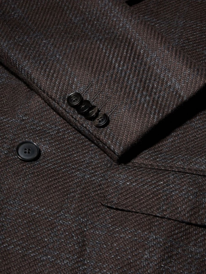 Dark Brown / Grey Zegna Oasi Cashmere Jacket | WGZSERM-95