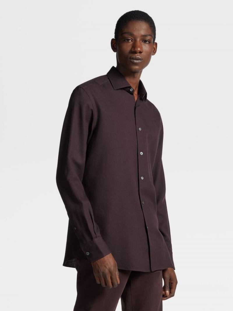 Dark Burgundy Zegna Cashco Shirt | LMBAGCQ-98