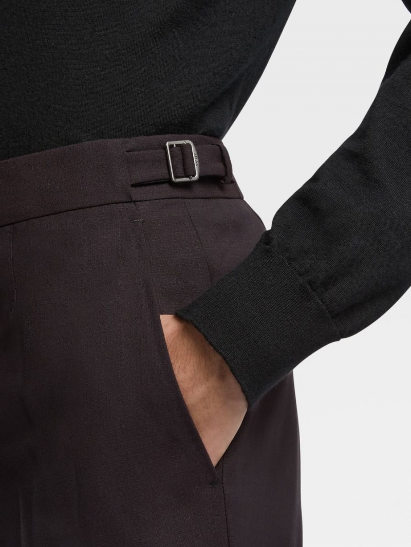Dark Burgundy Zegna High Performance Wool Pants | RXGHBQV-57