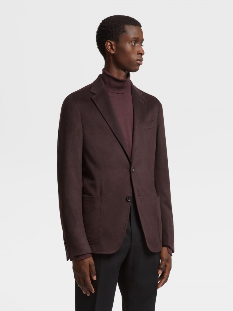 Dark Burgundy Zegna Oasi Cashmere Shirt Jacket | DKPMBGJ-23