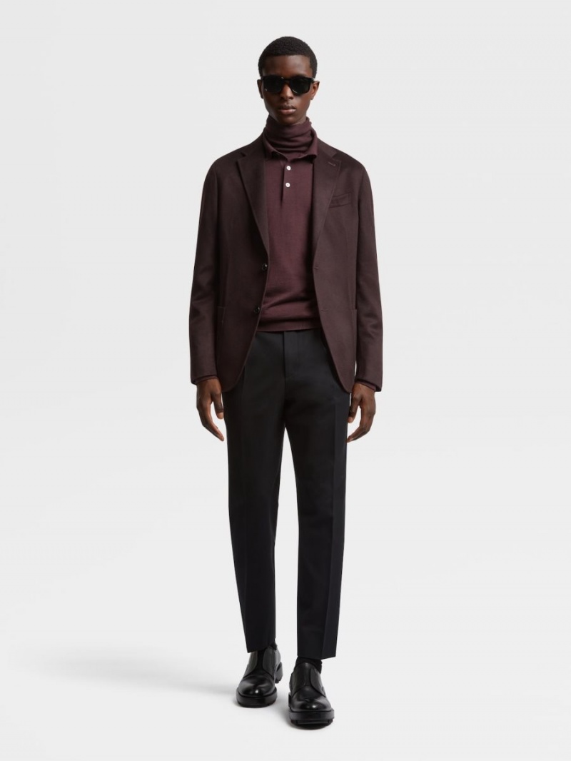 Dark Burgundy Zegna Oasi Cashmere Shirt Jacket | DKPMBGJ-23