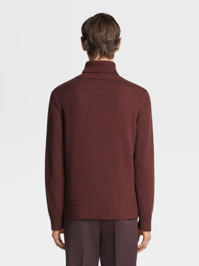 Dark Burgundy / Grey Zegna Oasi Cashmere Turtleneck | MXFSTAQ-56
