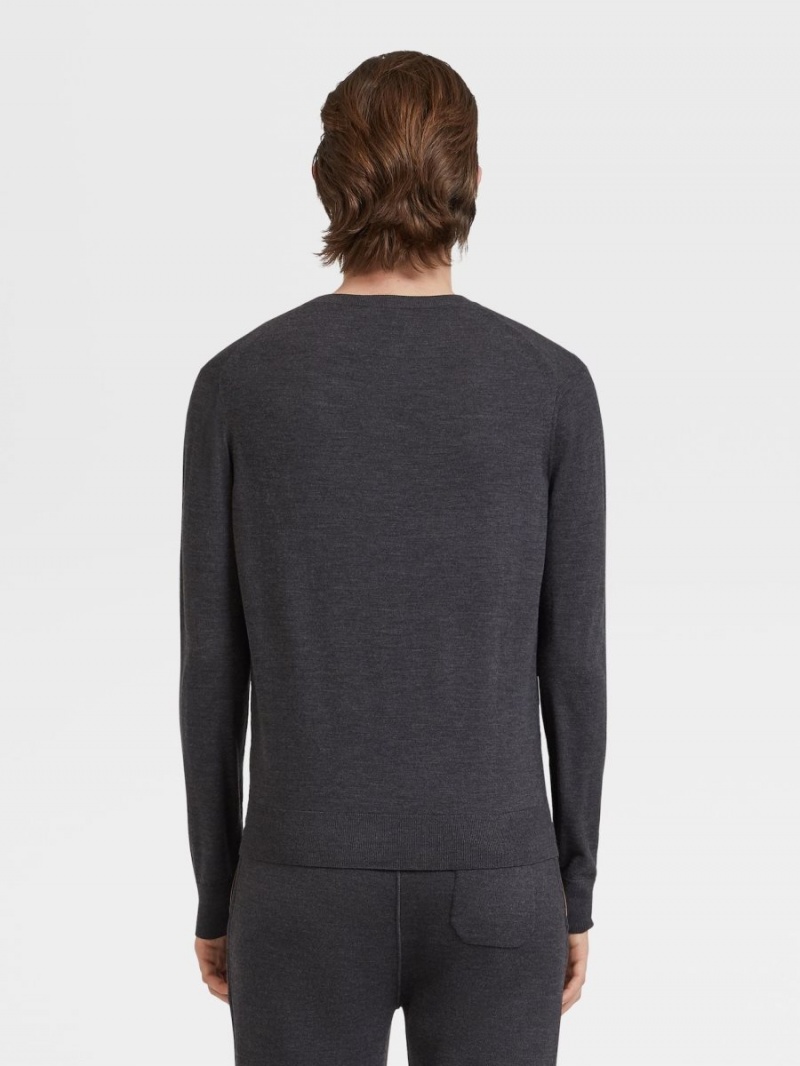 Dark Grey Zegna 12milmil12 Wool Crewneck | HNYPZLA-36
