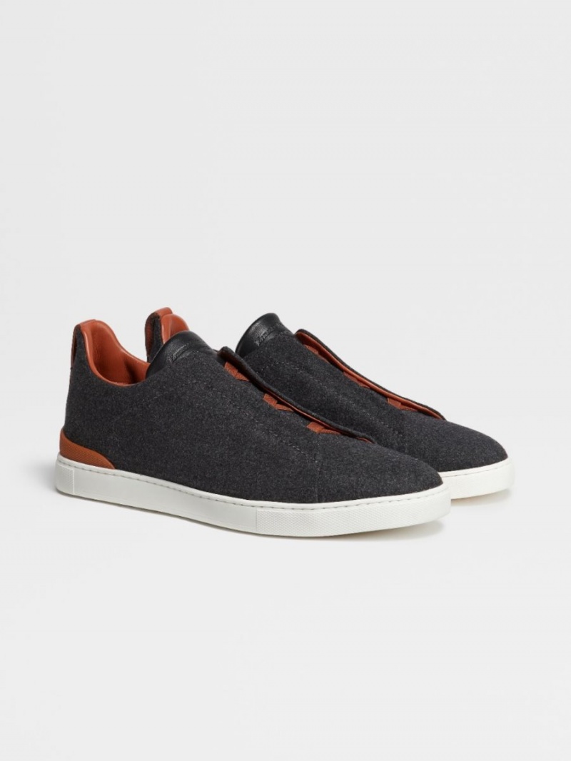 Dark Grey Zegna 14milmil14 Wool #usetheexisting Triple Stitch Sneaker | TNQSOYL-36