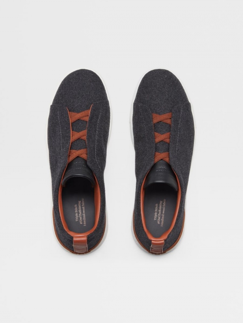 Dark Grey Zegna 14milmil14 Wool #usetheexisting Triple Stitch Sneaker | TNQSOYL-36