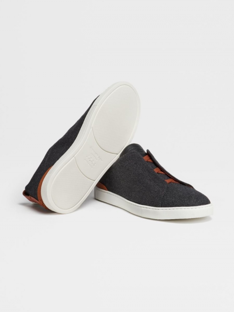 Dark Grey Zegna 14milmil14 Wool #usetheexisting Triple Stitch Sneaker | TNQSOYL-36