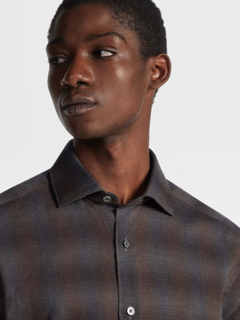 Dark Grey Zegna Cashco Shirt | FMHNYXA-61