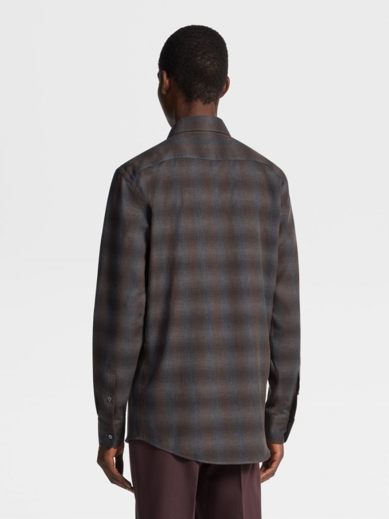 Dark Grey Zegna Cashco Shirt | FMHNYXA-61