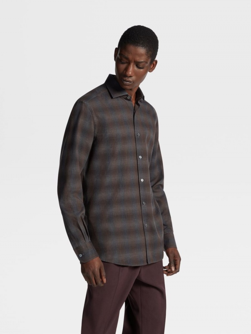 Dark Grey Zegna Cashco Shirt | FMHNYXA-61
