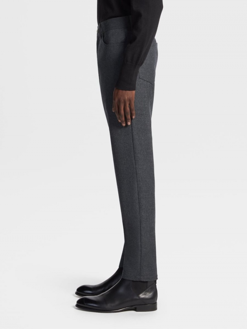 Dark Grey Zegna Wool And Cashmere Roccia Pants | TPMDXQV-86