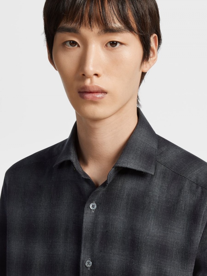 Dark Grey / Black Zegna Cashco Shirt | CXWMNQH-97