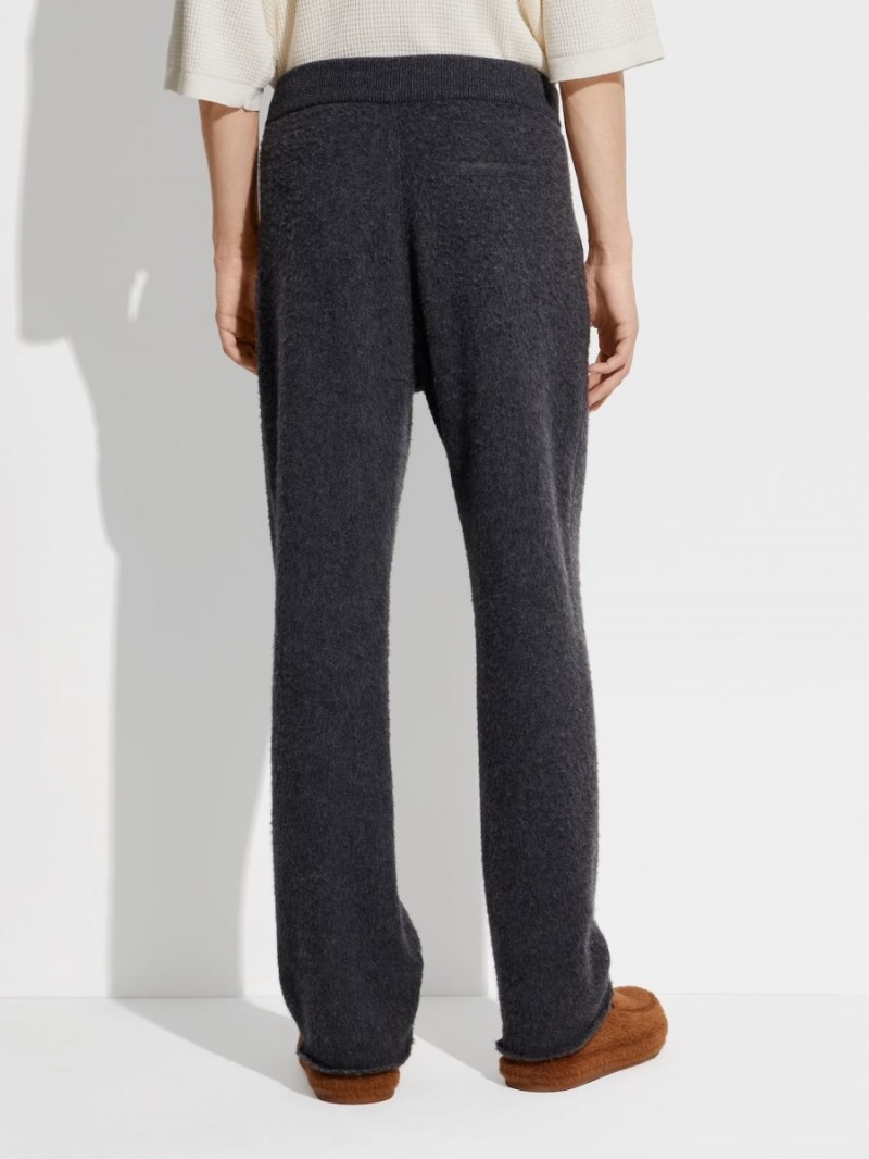Dark Grey / White Zegna The Elder Statesman Oasi Cashmere Pants | AIOEGJC-07