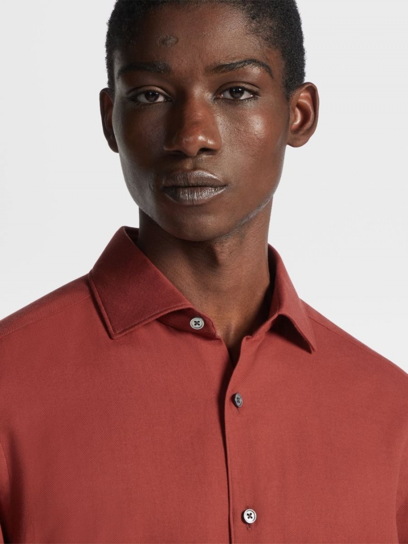 Dark Red Zegna Cashco Shirt | VCKETGL-36