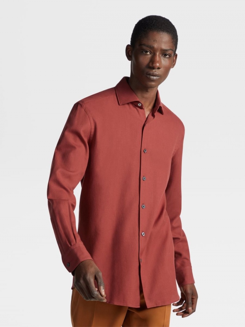 Dark Red Zegna Cashco Shirt | VCKETGL-36