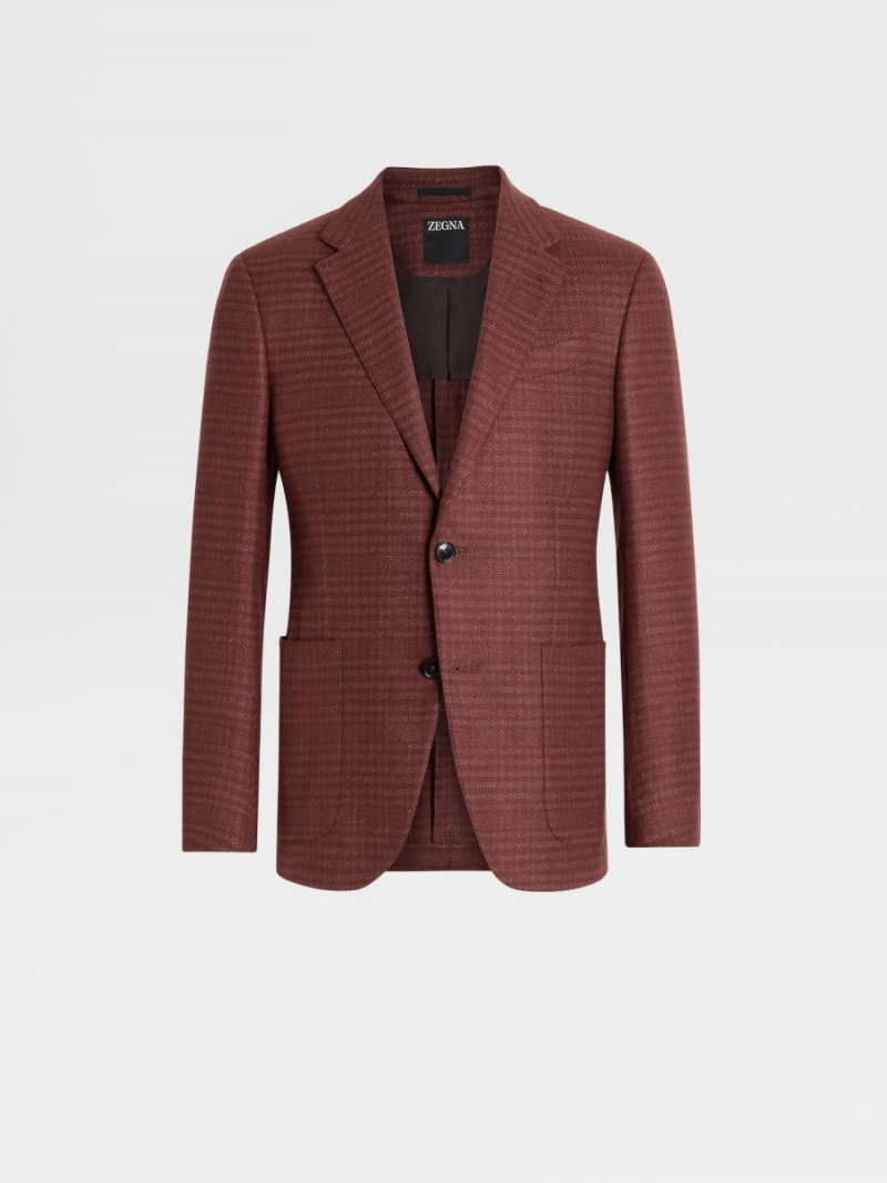Dark Red Zegna Cashmere And Linen Jacket | QPBALMN-80