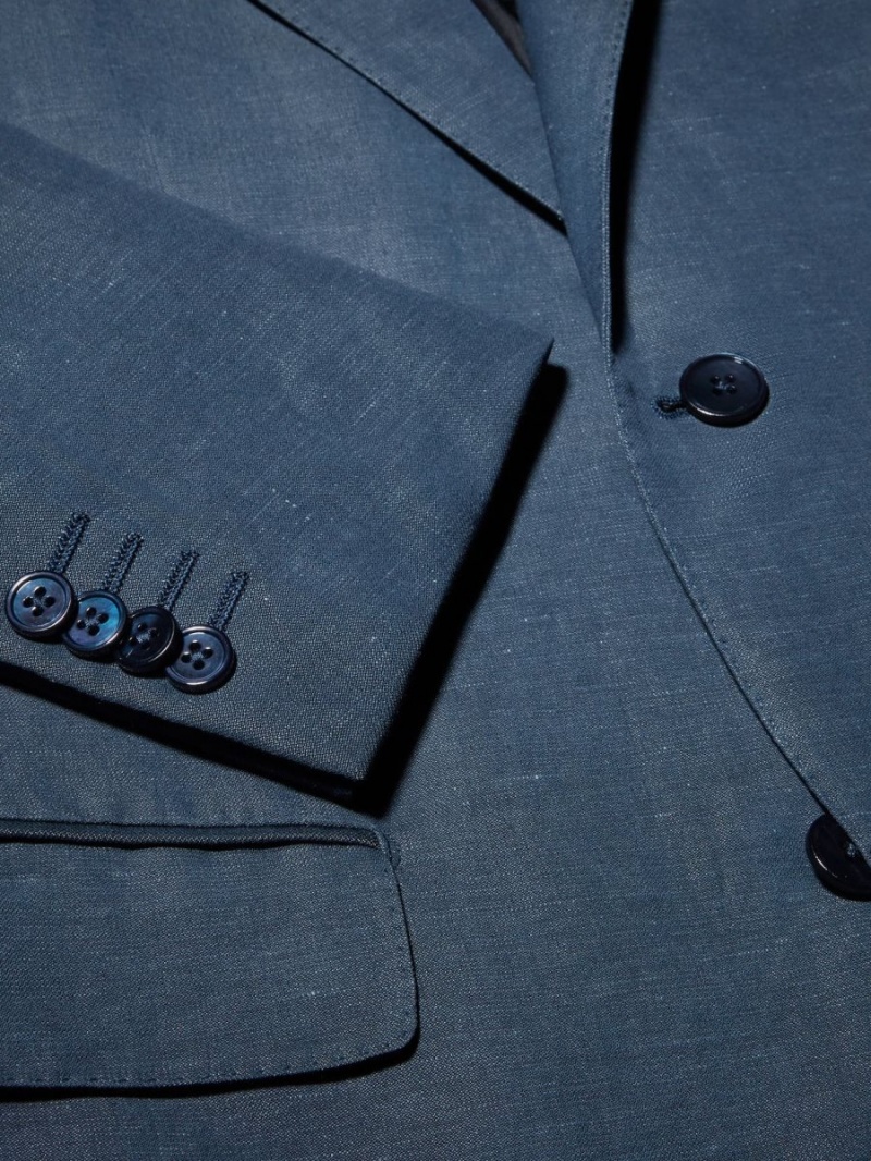 Dark Turquoise Blue Zegna Trofeo Summer Wool And Linen Jacket | WVESRZT-87
