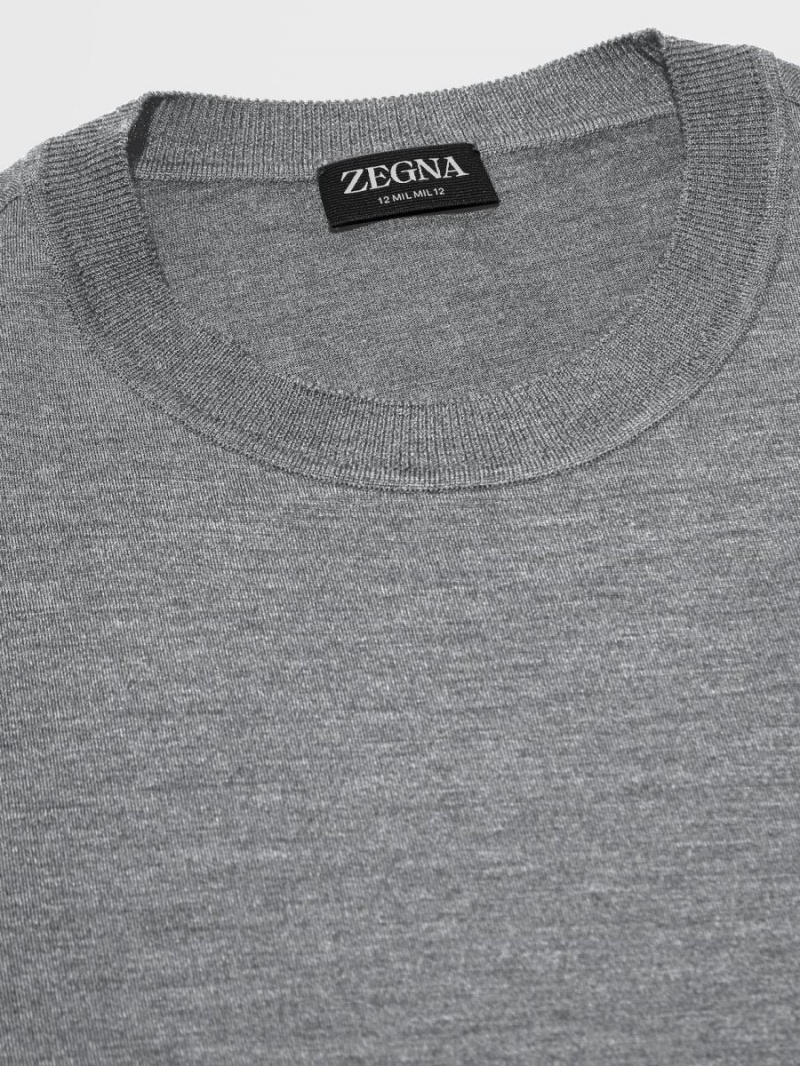 Grey Zegna 12milmil12 Wool T-shirt | RTXOPIZ-28